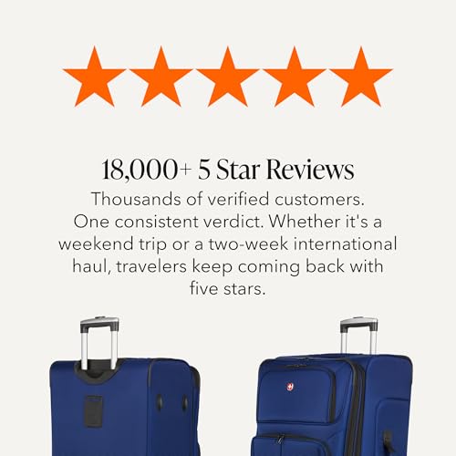 SWISSGEAR Sion Softside Expandable Spinner Luggage Durable Lightweight Travel Suitcase, Blue, Checked-Large - color: Blue, size: Checked-Large