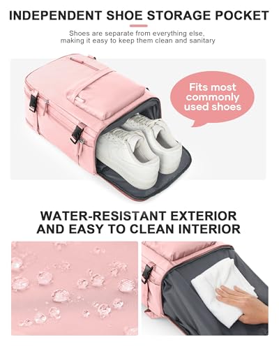 VGCUB Large Travel Backpack Bag for Women Men,Carry on Backpack,17 Inch Laptop Business Work Waterproof Backpack with Laptop Compartment,Person Item Flight Approved,Mochila de Viaje,Pink Large - color: Pure Pink, style: Xx-large