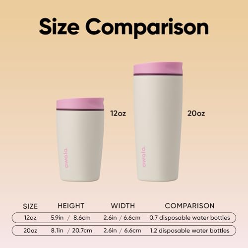 Owala SmoothSip Slider Insulated Stainless Steel Coffee Tumbler, Reusable Iced Coffee Cup, Hot Coffee Travel Mug, BPA Free 12 oz, Pink/Tan (Daybreak) (Pack of 8) - color: Daybreak, size: 12 Ounces (Pack of 8)