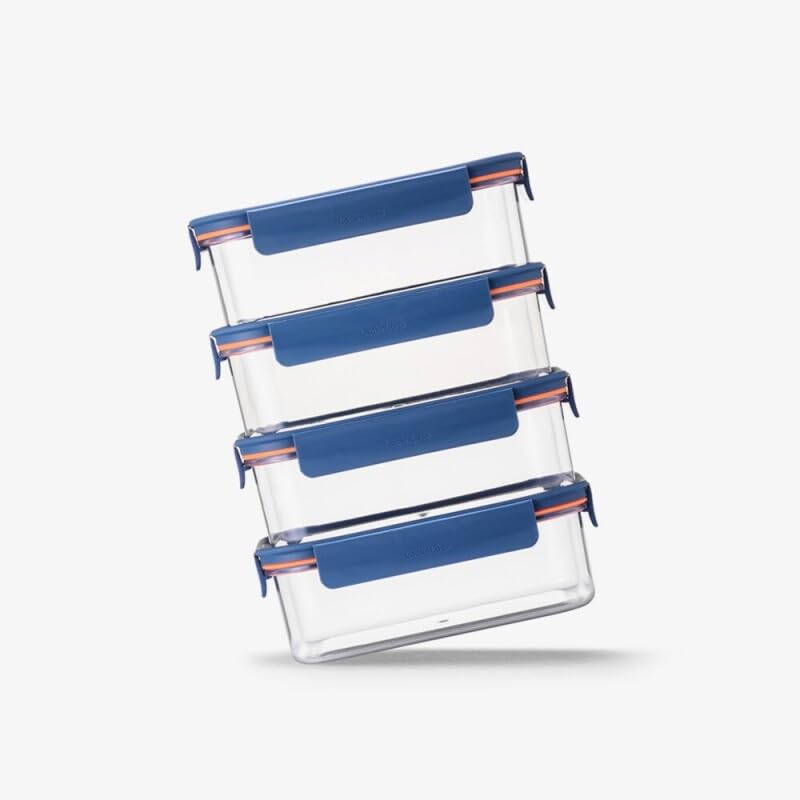 LocknLock Tritan Plastic Bisfree Modular Plus Food Storage Container Set, 8 set (4 containers & 4 Lids)- Navy - color: Navy, size: 8 set (4 containers & 4 Lids)