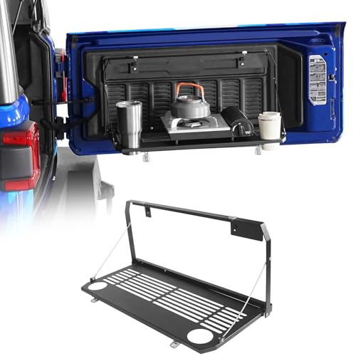 Hooke Road Wrangler JL Tailgate Table Overland Camping Desk for 2018-2026 Jeep Wrangler JL JLU, Outdoor Accessories Trunk Organizer Storage Rack