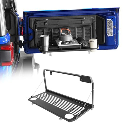 Hooke Road Wrangler JL Tailgate Table Overland Camping Desk for 2018-2026 Jeep Wrangler JL JLU, Outdoor Accessories Trunk Organizer Storage Rack