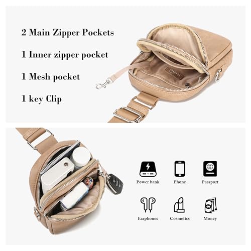 INICAT Anti Theft Crossbody Bags for Women Travel Small Sling Bag Fanny Packs Cross Body Purses Everyday - color: Classic Khaki, size: Large