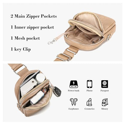 INICAT Anti Theft Crossbody Bags for Women Travel Small Sling Bag Fanny Packs Cross Body Purses Everyday - color: Classic Khaki, size: Large