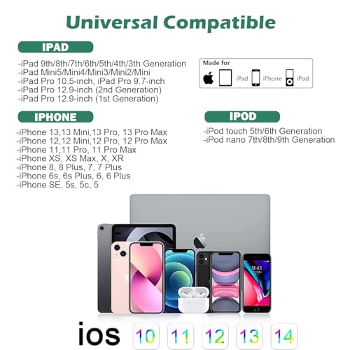 iPad Charger,Foldable Apple Fast Charger Cube 12W USB Wall Charging Block Portable i Pad Adapter with 6Foot Long USB A to Lightning Cable Cord Fast Charging for iPad 9/8/7/6/5/4,Mini5/4/3/2/1,Air3/2/1 - size: 1PACK 6FT