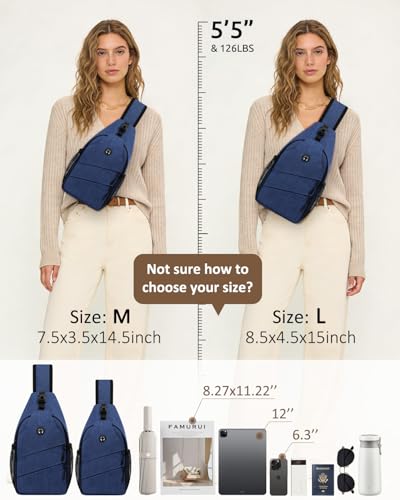 Pritent Crossbody Bags for Women Men Trendy Sling Bag Backpack Casual Chest Bag with Convertible Shoulder Strap - color: Blue, size: Medium