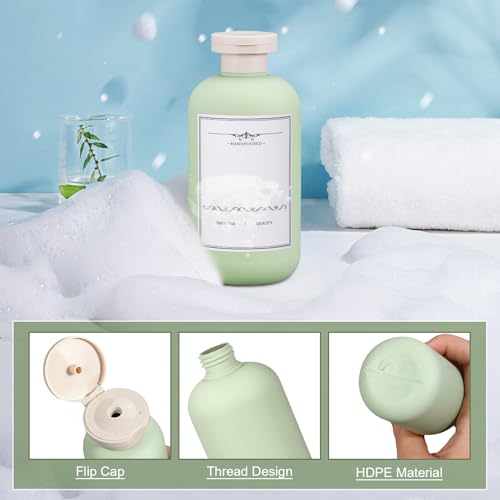 10oz Travel Shampoo Bottle, Empty Plastic Squeeze Bottles with Flip Cap, Lotion Container for Toiletries Travel Size Shampoo and Conditioner (3 pack green) - color: Green, size: 10 oz