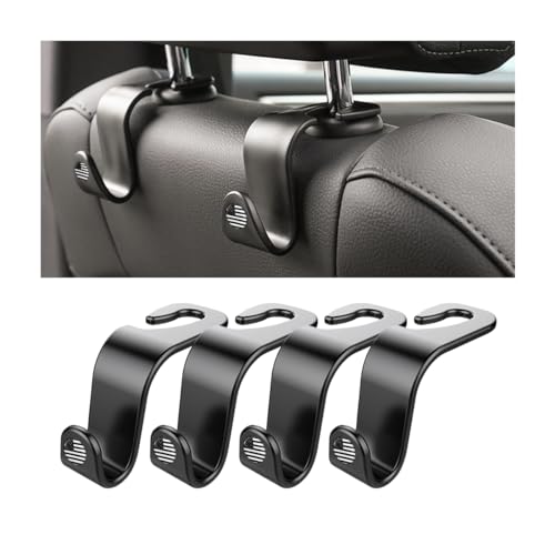 4PCS Car Seat Headrest Hooks, Auto Back Seat Hanger Holder, Durable Stylish Vehicle Organizer Universal Car Interior Accessories, Storage Hooks for Purses, Bags, Clothes, Hats (Black/Black Flag) - color: Black/Black Flag