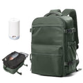 BOXSAM Large Vacuum Travel Backpack with Pump for Women, Personal Item Carry on Backpacks Flight Approved 18x14x8 inches for Men,Laptop Waterproof Work Compression bags Casual Daypack,BrownGreen - color: Browngreen