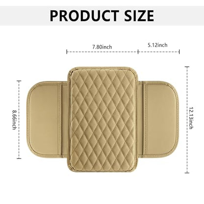 Stacool Upgraded Car Center Console Cover,Microfiber Leather Car Armrest Cover Cushion with 2 Storage Bags,Universal Car Armrest Storage Box (Beige) - color: Beige