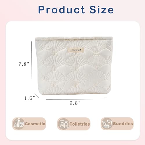 RSRSLEII 5Pcs Quilted Cotton Coquette Makeup bag, Coastal Granddaughter Aesthetic Cosmetic Bag, Cute Seashell Portable Travel Toiletry Pouch（5Pcs White） - color: 5Pcs White