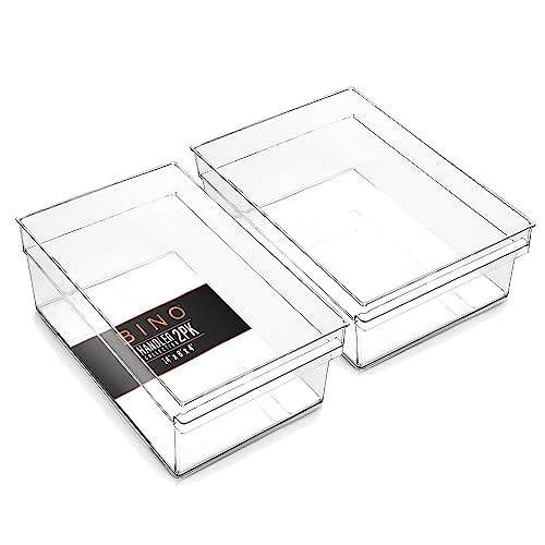 BINO | Plastic Storage Bins, Large | THE HANDLER COLLECTION | Multipurpose Organizer Bins | Kitchen Pantry Organizers and Storage | Clear Containers for Organizing Home | Freezer Organizer - size: 2PK LARGE - 14 x 8 x 4