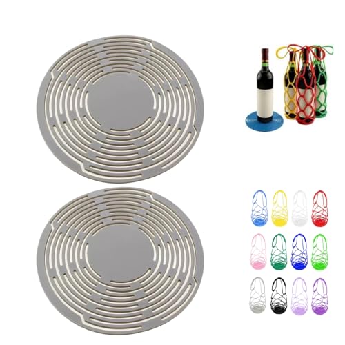 Multi-Use Silicone Storage Bag & Organizer,Multifunctional Mesh Coaster,Silicone Wine Carrier,Reusable, Foldable, Portable Coaster for Wine Bottles, Cans, Cups, Hot Dishes,and Beverages(2pcs Grey) - color: 2pcs-c