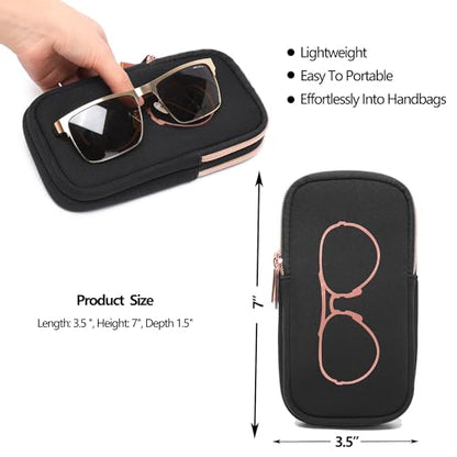 KKP Double Eyeglass Case | Sunglasses Cases with 2 Compartments - color: Black/Gold