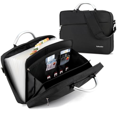 KaAutoler Accordian File Organizer with Handle,Folder with Zipper & Labels,12 Pocket Expanding File Folder