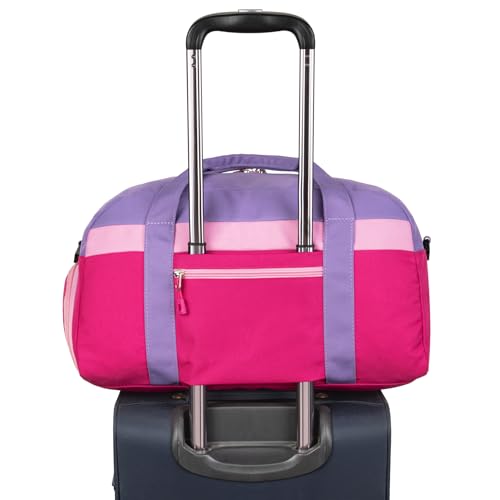 Kids Duffle Bag for Boys or Girls, Fit Sports Practice, or Overnight Travel Weekend (Rose Purple) - color: Rose Purple