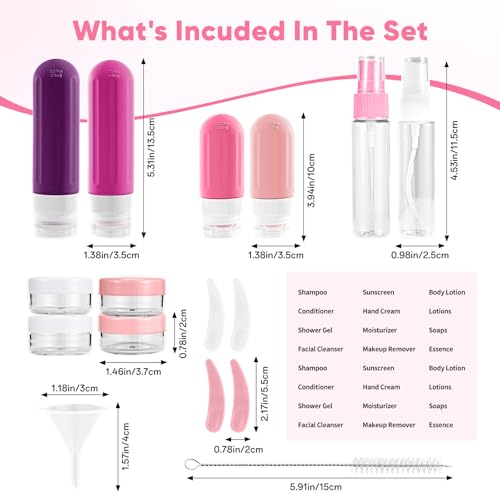 Landisun Travel Bottles for Toiletries 18Pack Travel Size Containers Toiletry Travel-Containers TSA Approved Leak Proof (Crimson) - color: Crimson