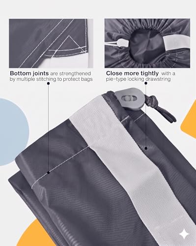 HOMEST 2 Pack XL Wash Me Travel Laundry Bag with Strap, Dirty Garments Organizer, Large Enough to Hold 4 Loads of Clothes, Easy Fit a Hamper or Clothing Basket, Grey and Sky Blue - color: (Ⅲ- With strap )Grey & Sky Blue
