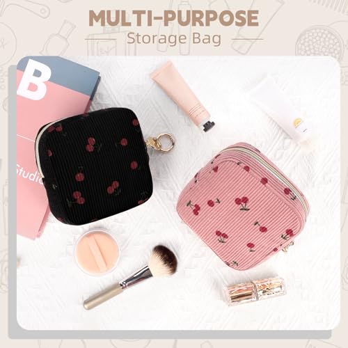 Period Bag for Teen Girls, Corduroy Sanitary Napkin Storage Bag, Menstrual Pad Pouches Tampon Holder for Purse (Cherry-Light Purple) - color: Cherry-light Purple