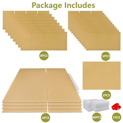 2 Sets Moving Boxes with Divider Kits,16 x 12 x 13 Inch Glassware Dish Packing Box Kitchen Moving Box Corrugate Dividers with 48 Pcs Foam Pouches,1 Pcs tape rolls with dispenser(Two Layer) - style: 2 Sets-two layer-16x12x13in