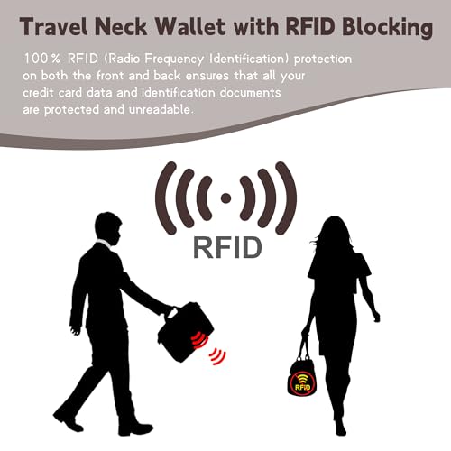 Likesing 5.5" L x 7.9" W Travel Neck Wallet, RFID Blocking Passport Holder, Security Lightweight Passport Travel Wallet, Neck Pouch Gifts for Women Men(Black) - color: Black