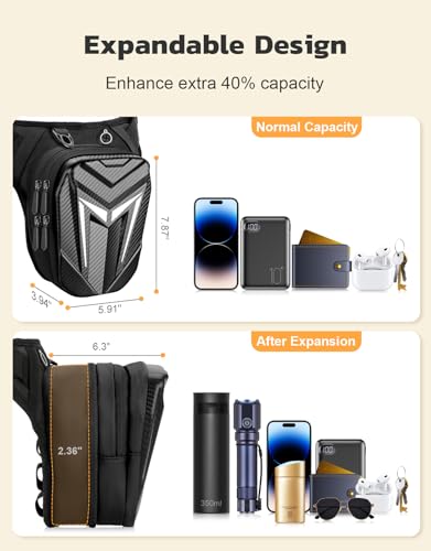 Thigh Bag with Leg Strap, Drop Leg Bag for Women Men, Water-Resistant Motorcycle Leg Bag, Sturdy EVA Drop Leg Pouch, Expandable Storage Equipment Bag for Boxing Cycling Hiking Climbing Fishing