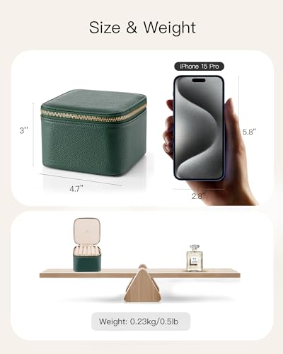 VLANDO Gifts for Teachers,Travel Jewelry Box with 6 Velvet Jewelry Zipper Pockets Jewelry Case Premium Petal Hardware Travel Jewelry Organizer Graduation Gifts (Green) - color: 6PCS-Green