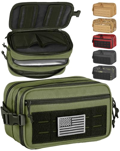 DBTAC Tactical Toiletry Bag w/Electronic Organizer Compartment | Dry/Wet Separate Hygiene Bag, Expanded Travel Dopp Kit Shaving Kit Travel shower Bag for Men (Green) - color: Elite Green/Black