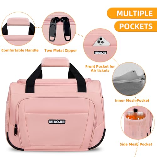 Underseat Carry On Luggage - Lightweight Travel Tote Weekender Bag Overnight Duffle for Travel, Personal Item - Pink-16Inch - color: Pink, size: 16IN