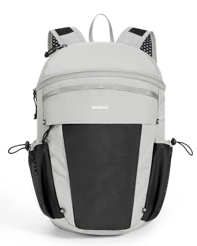 ECOHUB 15L Lightweight Casual Daypack, Packable Backpack for Daily Use, Hiking & Travel, Foldable Small Backpack with Stretch Mesh Pockets, Water-Resistant Nylon, Reflective Design - color: Grey