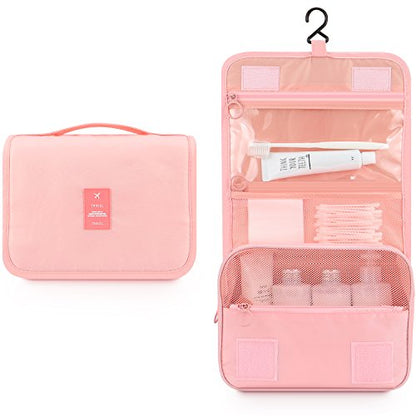 Mossio Hanging Toiletry Bag - Large Cosmetic Makeup Travel Organizer for Men & Women with Sturdy Hook - color: Light Pink