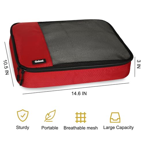 Packing Cubes for Travel Essentials,4 Set Packing Cubes for Suitcases,Lightweight Mesh Luggage Organizer Bag,Red - color: Red