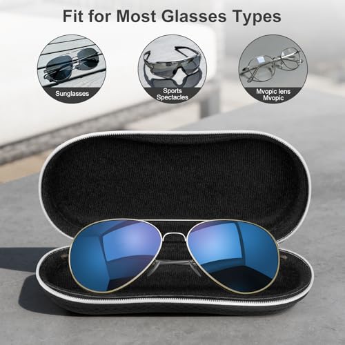 GalaxApexity Sunglasses Case, Hard EVA Shell Shockproof Sport Glasses Case,Travel Zipper Eyeglasses Holder