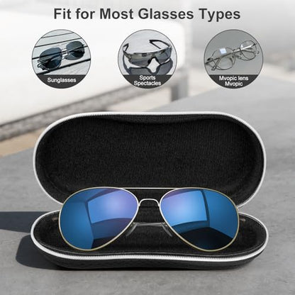 GalaxApexity Sunglasses Case, Hard EVA Shell Shockproof Sport Glasses Case,Travel Zipper Eyeglasses Holder