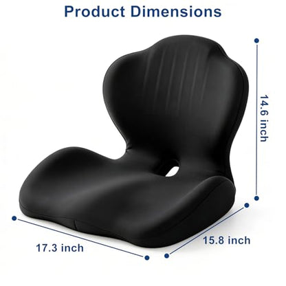 Car Seat Cushion with Lumbar Support Pillow, Memory Foam Office Chair Cushion for Back Pain Sciatica Pain Relief, Ergonomic L-Shaped Seat Cushion for Car Truck Driving Office Chair Home
