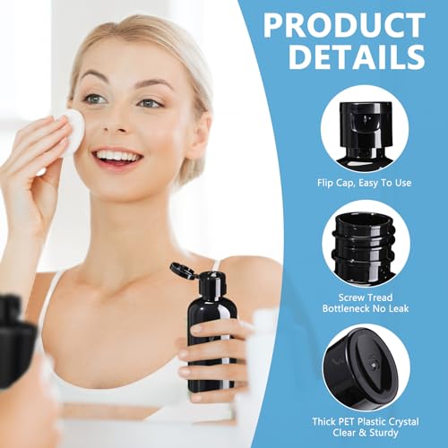 Domensi 36 Pcs Black Travel Bottles with Flip Cap Plastic Travel Toiletries Bottles Portable Leak Proof Squeeze Container Refillable Empty Cosmetic Container for Liquid Shampoo Lotions (2 oz,Black) - size: 2 oz