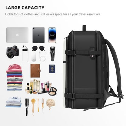 SUOCO Travel Vacuum Backpack with Portable Electric Pump, 45L Carry On Compression Seal Travel Backpack with Vacuum System, Traveling Packing Luggage Suitcase, White - color: White