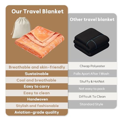 Travel Blanket Airplane - Ultra Soft & Lightweight Knit Design Compact Airplane Blanket,53x72 Inch,Stylish Travel Shawl Wraps for Flights,Office,Home Use,Travel Essentials & Gifts - color: Orange Cat Print