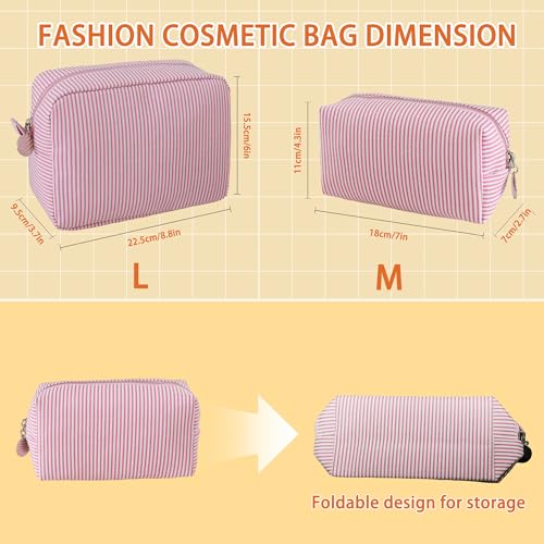 2pcs Makeup Bag Travel Toiletry Bag for Women Lightweight Make Up Bag Purse Organizer Pouches Large Cosmetic Bag Small Makeup Pouch Medicine Bag Travel Essentials for Women Pink - color: pink