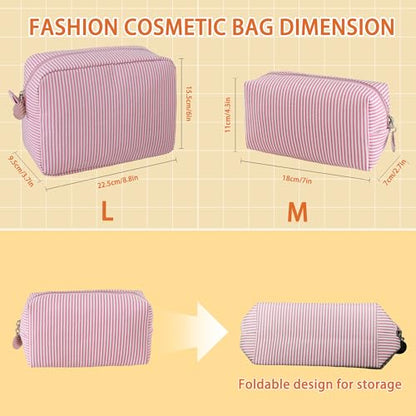 2pcs Makeup Bag Travel Toiletry Bag for Women Lightweight Make Up Bag Purse Organizer Pouches Large Cosmetic Bag Small Makeup Pouch Medicine Bag Travel Essentials for Women Pink - color: pink