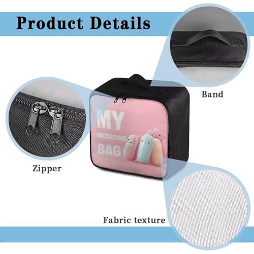 First Aid Kit Bag Empty Pink Color-Coded Emergency Medical Pouch for Hospitals Schools and Home Use Constructed with Tear-Resistant Fabric - color: Pink Cartoon