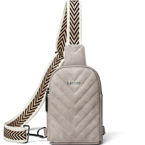 LATMAP 7L Sling Bag for Women Men Leather Small Sling Backpack Daypack Anti Theft Fanny Pack Crossbody Purse Travel - color: Small Size-greyish