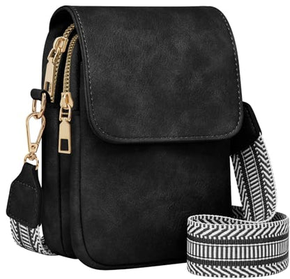 Fashion Small Crossbody Bags for Women Trendy Designer Cell Phone Purses Wallets with Card Holder Anti Theft Travel - color: Black