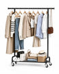 APEXCHASER Rolling Clothes Rack - Metal Garment Rack with Mesh Base | Heavy duty clothing rack with wheels, portable hanging clothes rack for bedroom, laundry room