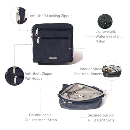 Baggallini Securtex Anti-Theft Crossbody - color: French Navy