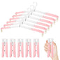 Foldable Travel Hangers for Cruise, 6 Pack Portable Collapsible Hangers with Clips, Folding & Space-Saving Suitcase Hangers for Travel, (Pink-White) - color: Pink-white