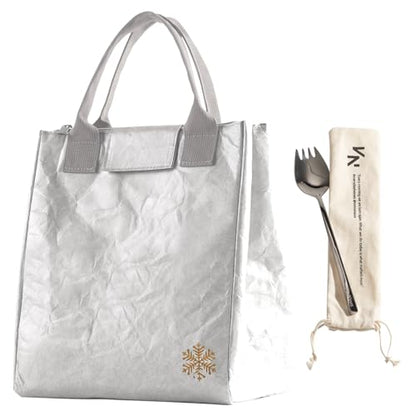 VonNova Women’s Insulated Lunch Bag with Premium 4mm Cooler Insulation, Cute Large 7L Lunch Tote for Office, Durable Small Lunch Box for Women, Stylish Lunchbox for Adults, Teens, Nurses, Teachers - color: Silver