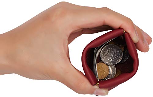 Travelambo Leather Squeeze Coin Purse Pouch Change Holder For Men & Women - color: Access Red Deep
