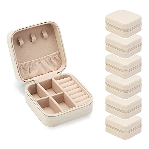 ZPROW Travel Jewelry Case, Mini Portable Jewelry Travel Boxes, Small Jewelry Organizer for Rings, Earrings, Pendants, Watches, Necklaces, Lipsticks Organizer Storage Holder Case (White-6packs) - color: A6 - White 6 Packs