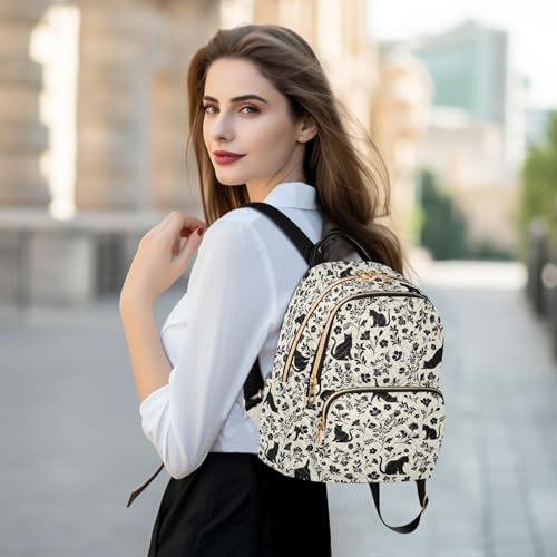 Women Fashion Backpack Purse Casual Lightweight Travel Shoulder Bag Flowers Cat Rucksack Ladies Bag, Small - color: Color 01, size: Small